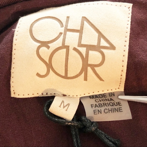 NWT CHASER Brown Off the Shoulder w/ V-Halter Neckline Long Sleeve Mini Dress M - Picture 11 of 13